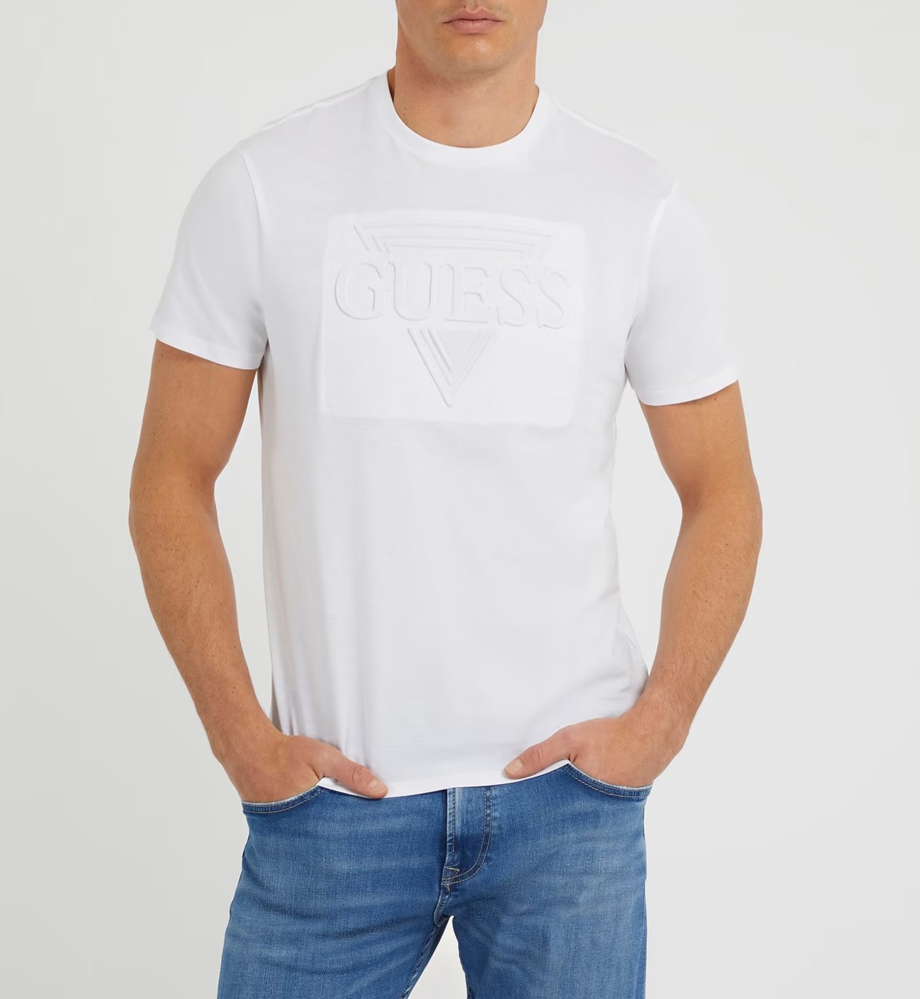 SS BSC EMBOSSED GUESS TEE ΜΠΛΟΥΖΑ ΑΝΔΡΙΚΟ | WHITE