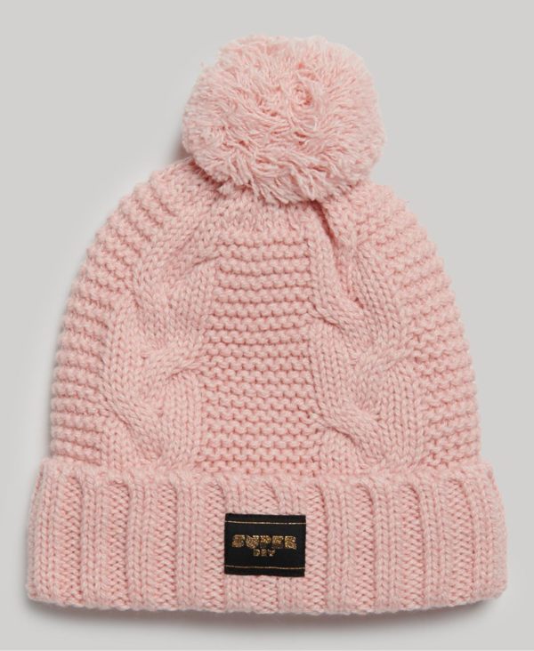 SDRY CABLE KNIT BEANIE HAT ΑΞΕΣΟΥΑΡ ΓΥΝΑΙΚΕΙΟ | PINK