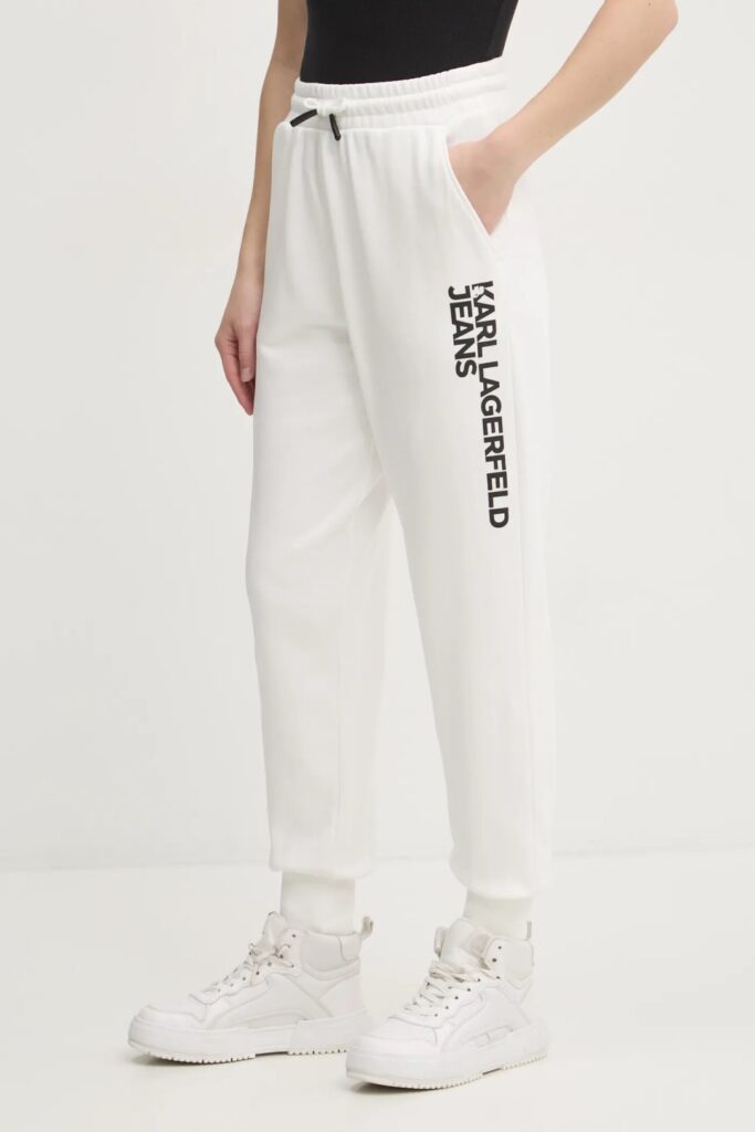 KARL LAGERFELD JEANS KLJ TEXT LOGO SLIM SWEATPANT A1W10058 | WHITE