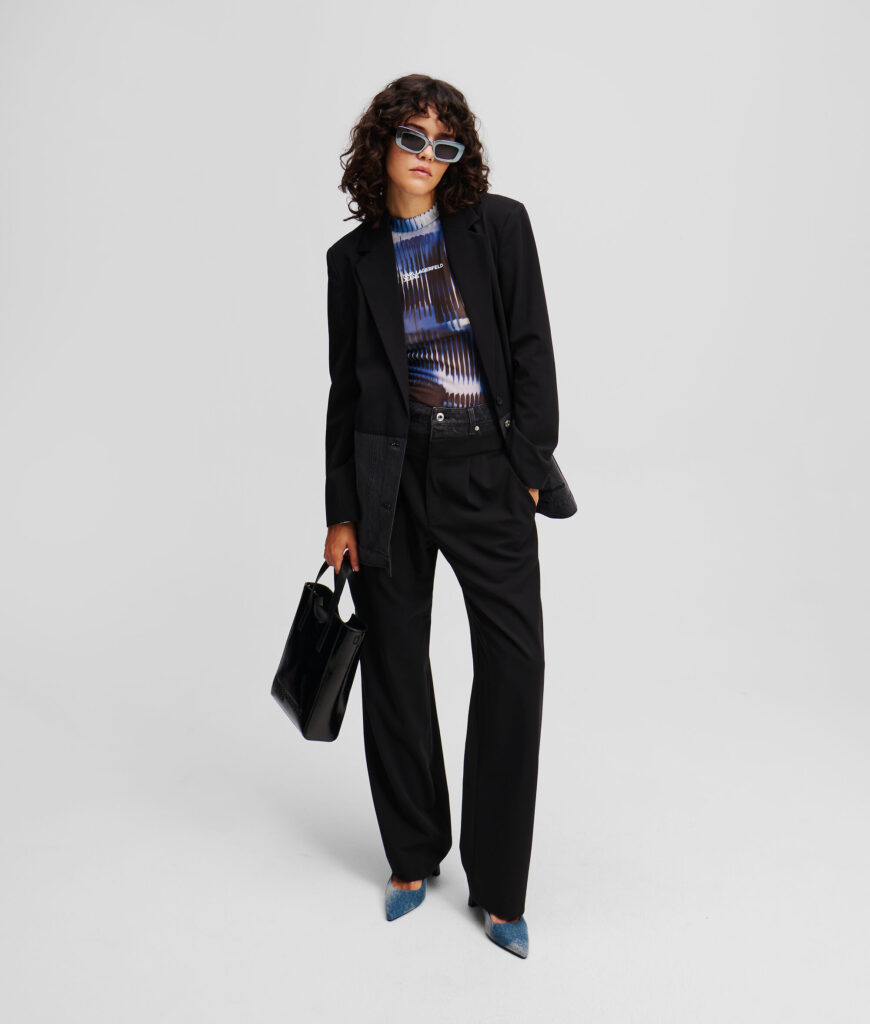 KARL LAGERFELD JEANS KLJ DENIM MIX MATERIAL PANT A1W10061 | BLACK