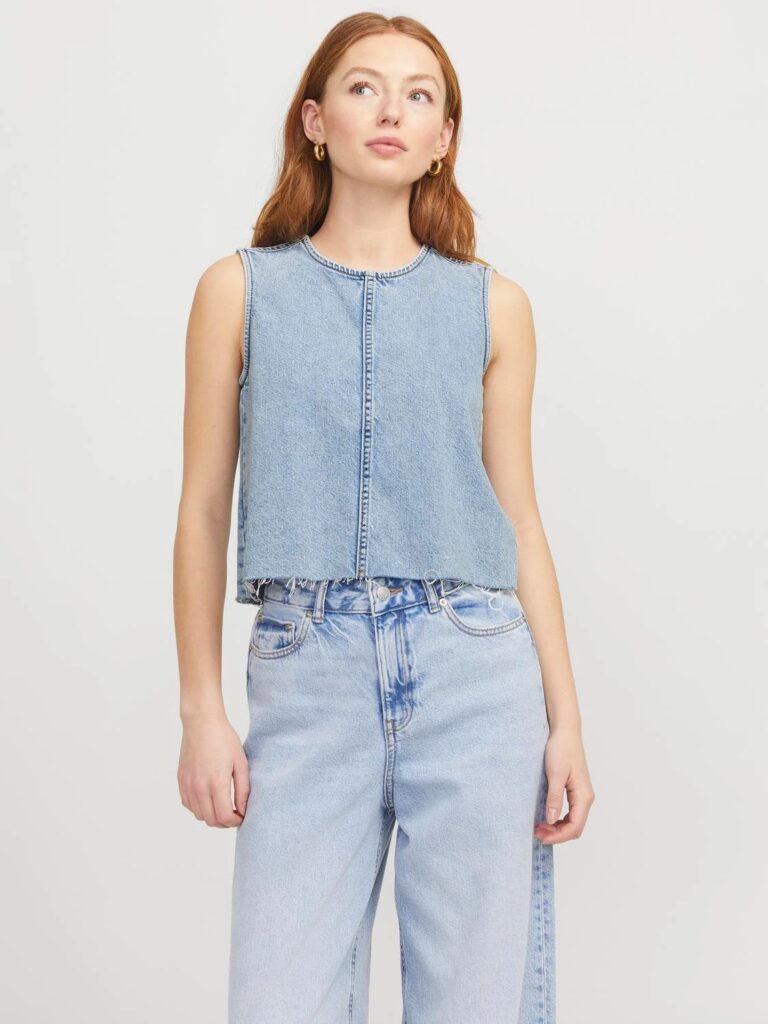 JXMAGGIE CUT OFF DENIM TOP DNM | LIGHT BLUE