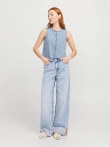 JXMAGGIE CUT OFF DENIM TOP DNM | LIGHT BLUE