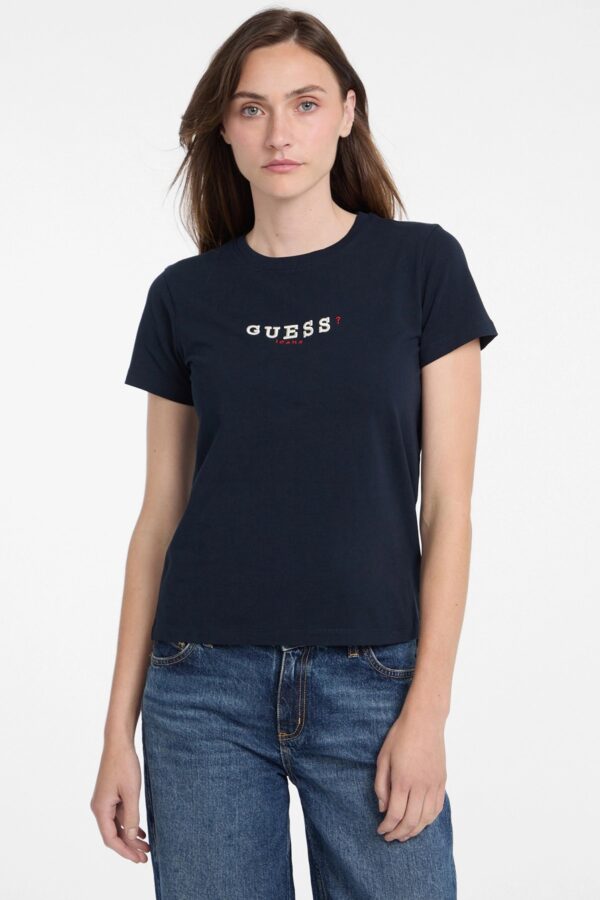 GJ SS CN REG 3D EMBR GUESS TEE ΜΠΛΟΥΖΑ ΓΥΝΑΙΚΕΙΟ | DARK BLUE