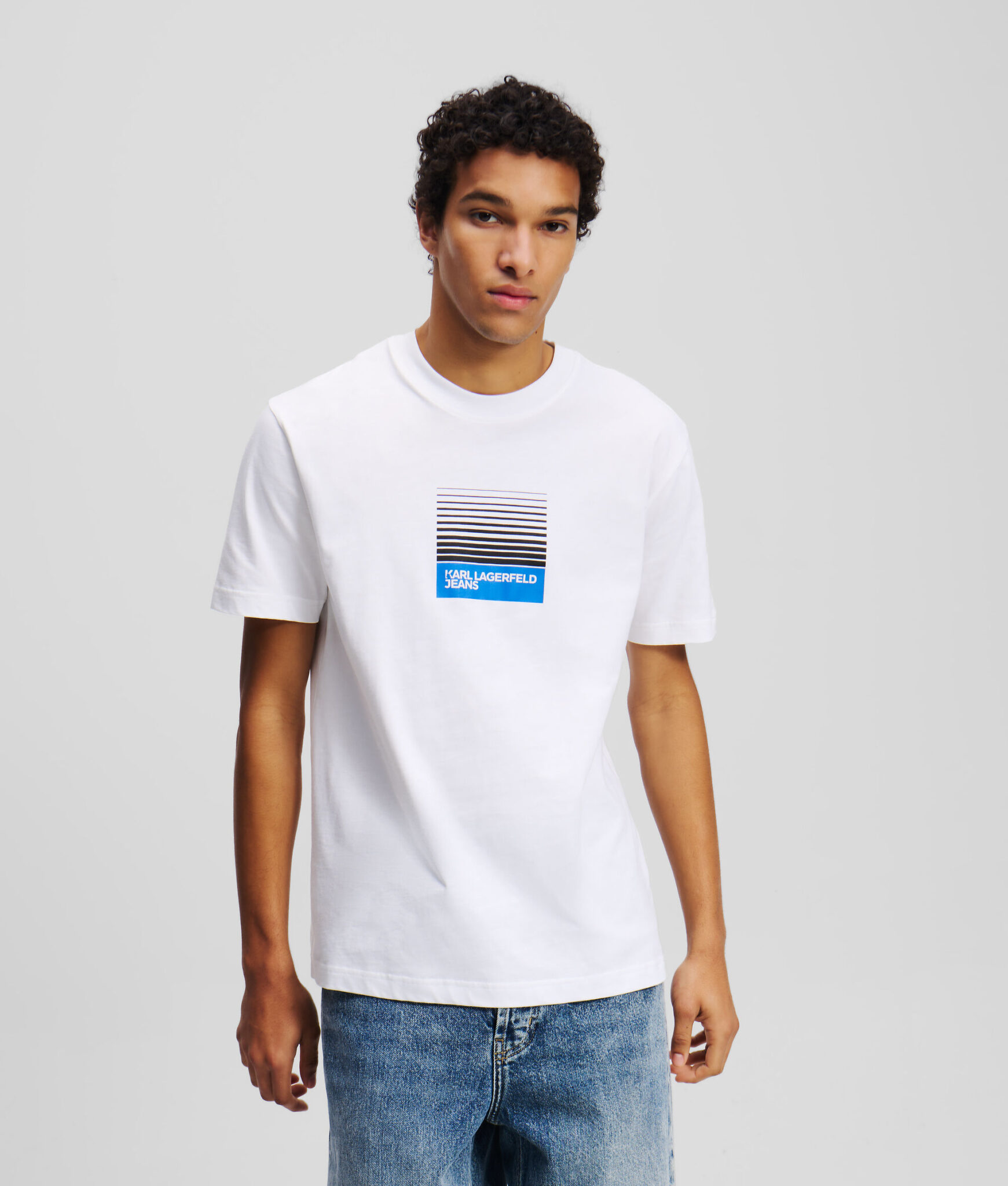 KARL LAGERFELD JEANS KLJ REG BOX FADE LOGO TEE A2M17041 | WHITE