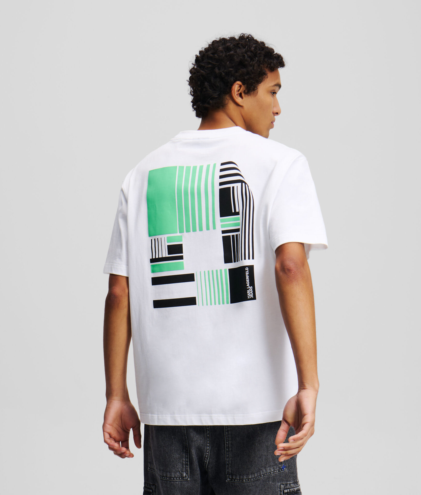 KARL LAGERFELD JEANS KLJ RELAXED BACK STRIPE TEE | WHITE