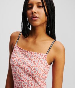 KARL LAGERFELD JEANS KLJ MESH  DRESS AOP | WHITE