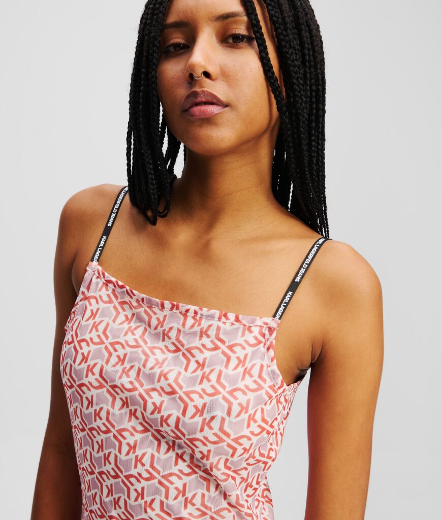 KARL LAGERFELD JEANS KLJ MESH  DRESS AOP | WHITE