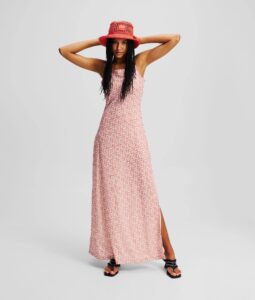 KARL LAGERFELD JEANS KLJ MESH  DRESS AOP | WHITE