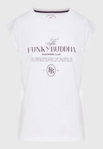 FUNKY BUDDHA ΓΥΝΑΙΚΕΊΑ ΜΠΛΟΎΖΑ ΚΟΝΤΌ ΜΑΝΊΚΙ ΜΕ ΤΎΠΩΜΑ | WHITE