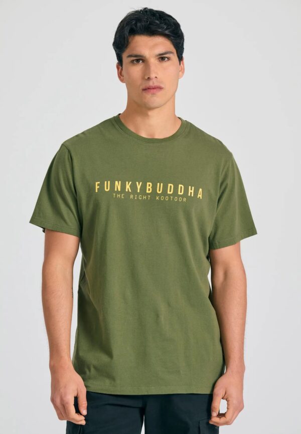 FUNKY BUDDHA ΑΝΔΡΙΚΉ ΜΠΛΟΎΖΑ ΚΟΝΤΌ ΜΑΝΊΚΙ ΜΕ ΤΎΠΩΜΑ | KHAKI