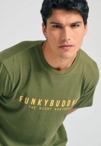 FUNKY BUDDHA ΑΝΔΡΙΚΉ ΜΠΛΟΎΖΑ ΚΟΝΤΌ ΜΑΝΊΚΙ ΜΕ ΤΎΠΩΜΑ | KHAKI