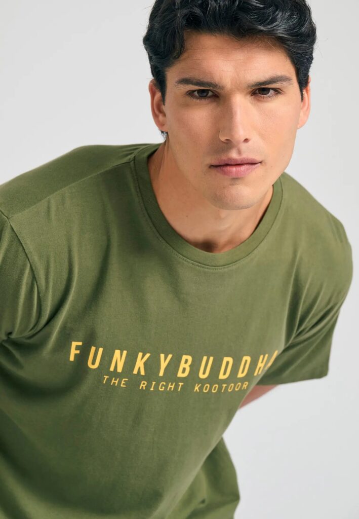 FUNKY BUDDHA ΑΝΔΡΙΚΉ ΜΠΛΟΎΖΑ ΚΟΝΤΌ ΜΑΝΊΚΙ ΜΕ ΤΎΠΩΜΑ | KHAKI