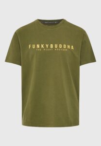 FUNKY BUDDHA ΑΝΔΡΙΚΉ ΜΠΛΟΎΖΑ ΚΟΝΤΌ ΜΑΝΊΚΙ ΜΕ ΤΎΠΩΜΑ | KHAKI