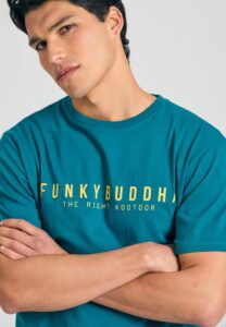 FUNKY BUDDHA ΑΝΔΡΙΚΉ ΜΠΛΟΎΖΑ ΚΟΝΤΌ ΜΑΝΊΚΙ ΜΕ ΤΎΠΩΜΑ | PETROL