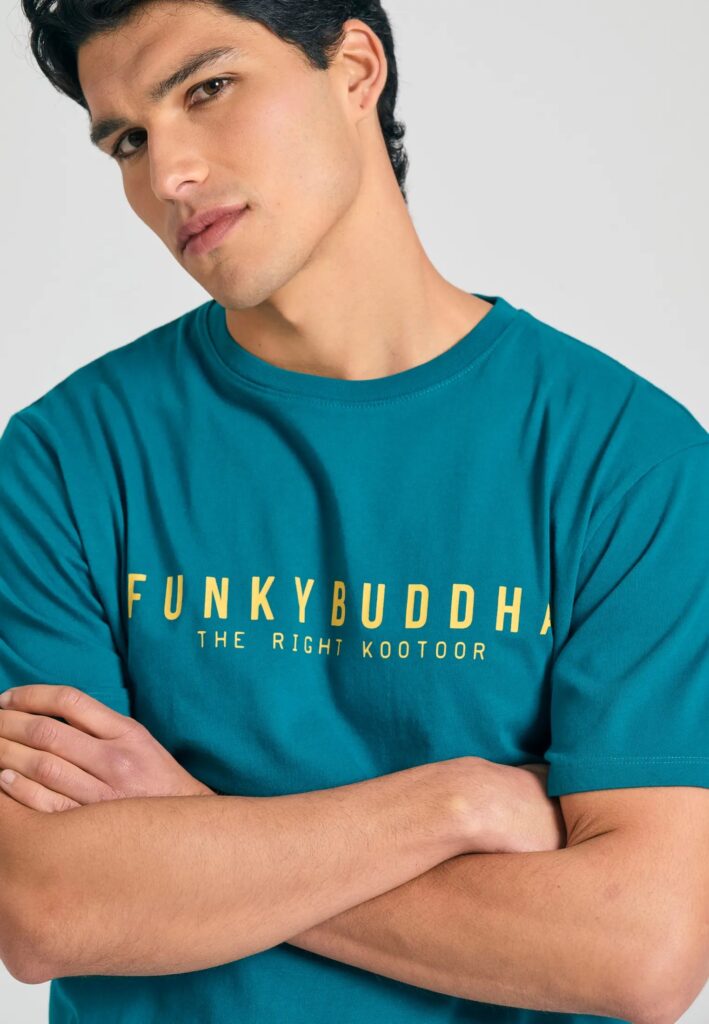 FUNKY BUDDHA ΑΝΔΡΙΚΉ ΜΠΛΟΎΖΑ ΚΟΝΤΌ ΜΑΝΊΚΙ ΜΕ ΤΎΠΩΜΑ | PETROL