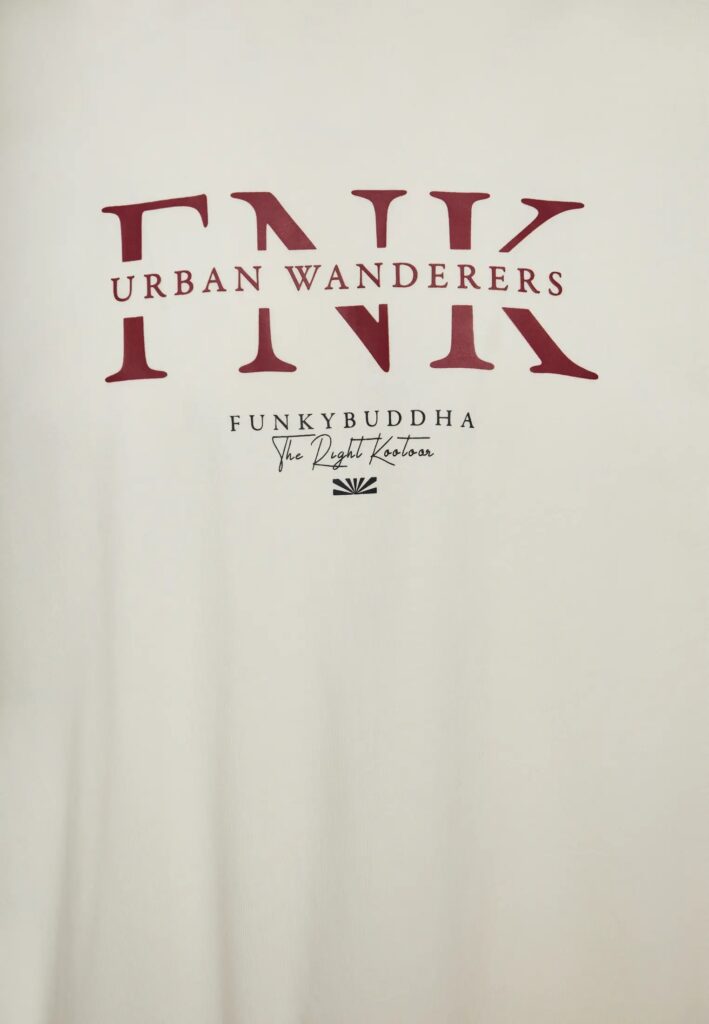 FUNKY BUDDHA ΑΝΔΡΙΚΉ ΜΠΛΟΎΖΑ ΚΟΝΤΌ ΜΑΝΊΚΙ ΜΕ ΤΎΠΩΜΑ | OFF WHITE