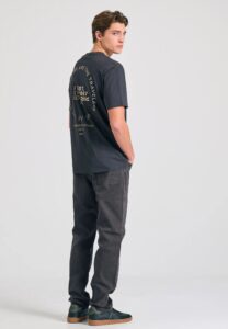 FUNKY BUDDHA ΑΝΔΡΙΚΉ ΜΠΛΟΎΖΑ ΚΟΝΤΌ ΜΑΝΊΚΙ ΜΕ ΤΎΠΩΜΑ | ANTHRACITE