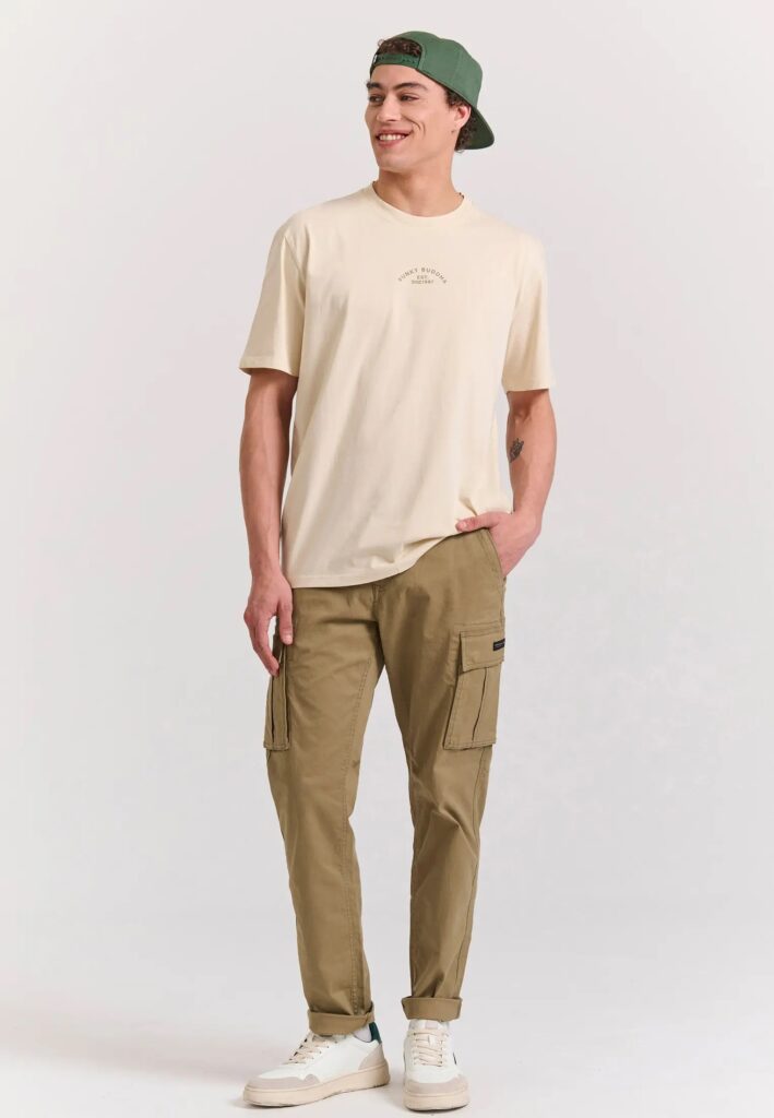 FUNKY BUDDHA ΑΝΔΡΙΚΉ ΜΠΛΟΎΖΑ ΚΟΝΤΌ ΜΑΝΊΚΙ ΜΕ ΤΎΠΩΜΑ | OFF WHITE