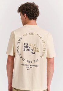 FUNKY BUDDHA ΑΝΔΡΙΚΉ ΜΠΛΟΎΖΑ ΚΟΝΤΌ ΜΑΝΊΚΙ ΜΕ ΤΎΠΩΜΑ | OFF WHITE