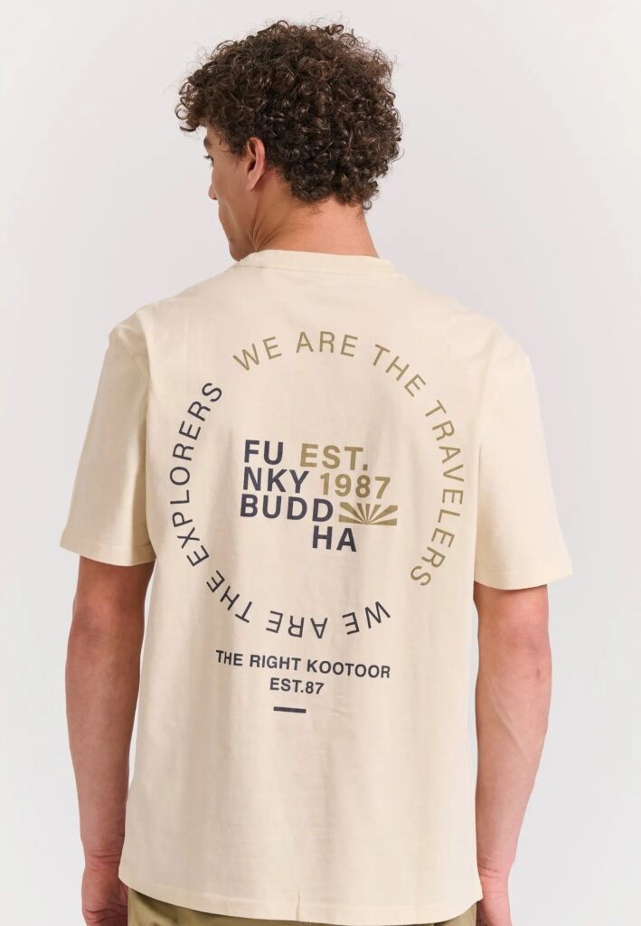 FUNKY BUDDHA ΑΝΔΡΙΚΉ ΜΠΛΟΎΖΑ ΚΟΝΤΌ ΜΑΝΊΚΙ ΜΕ ΤΎΠΩΜΑ | OFF WHITE