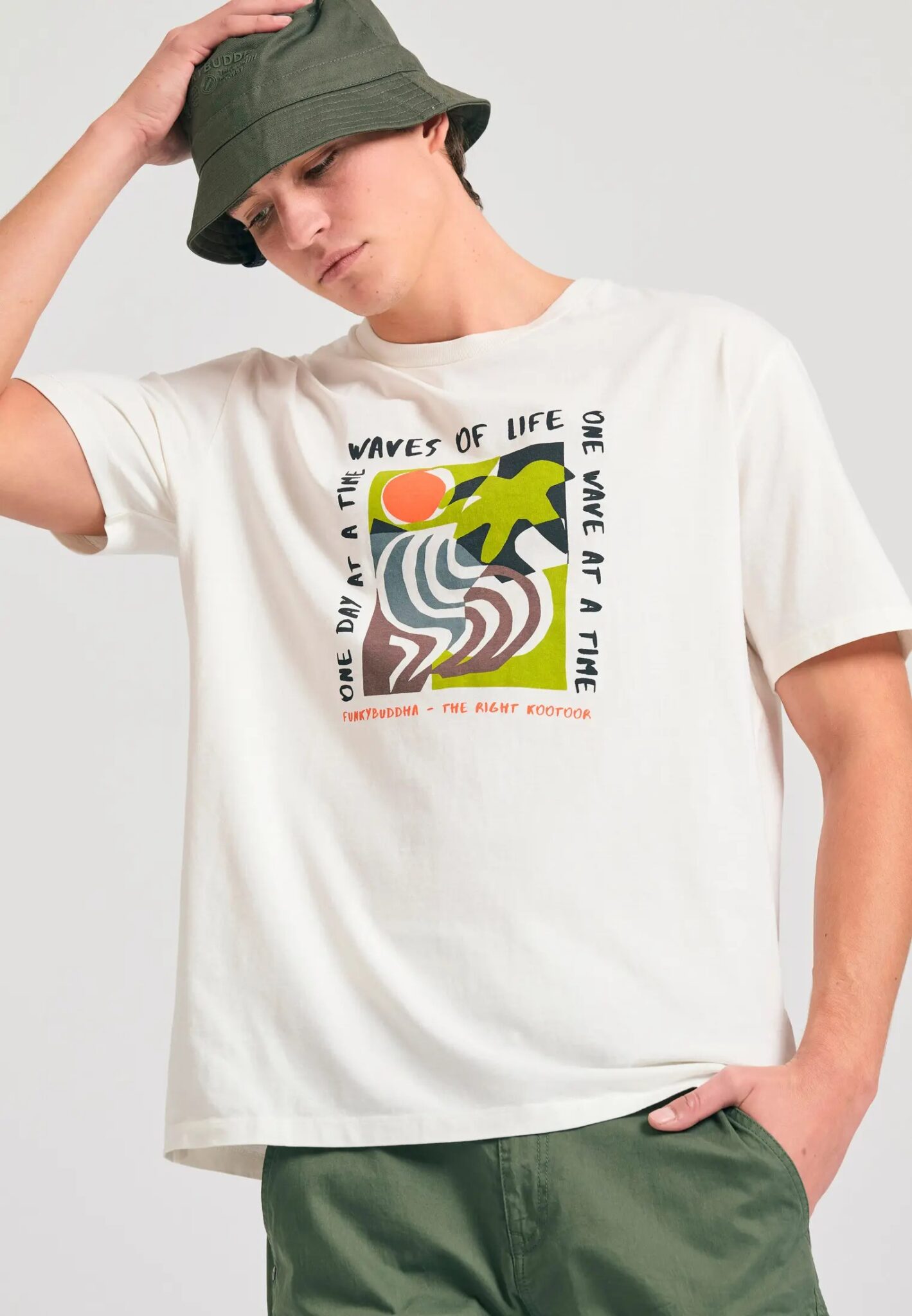 FUNKY BUDDHA ΑΝΔΡΙΚΉ ΜΠΛΟΎΖΑ ΚΟΝΤΌ ΜΑΝΊΚΙ ΜΕ ΤΎΠΩΜΑ | OFF WHITE