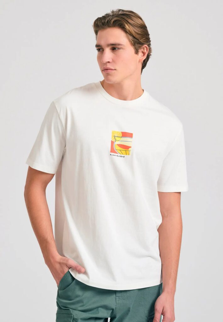 FUNKY BUDDHA ΑΝΔΡΙΚΉ ΜΠΛΟΎΖΑ ΚΟΝΤΌ ΜΑΝΊΚΙ ΜΕ ΤΎΠΩΜΑ | OFF WHITE