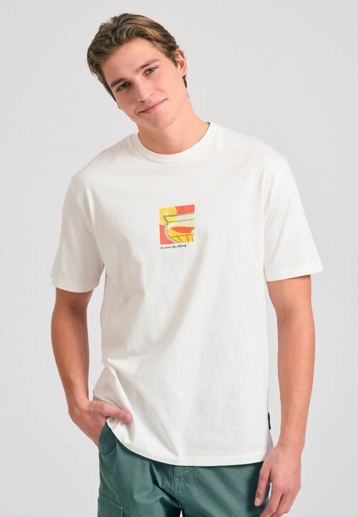 FUNKY BUDDHA ΑΝΔΡΙΚΉ ΜΠΛΟΎΖΑ ΚΟΝΤΌ ΜΑΝΊΚΙ ΜΕ ΤΎΠΩΜΑ | OFF WHITE