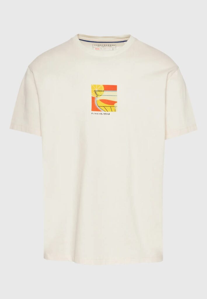 FUNKY BUDDHA ΑΝΔΡΙΚΉ ΜΠΛΟΎΖΑ ΚΟΝΤΌ ΜΑΝΊΚΙ ΜΕ ΤΎΠΩΜΑ | OFF WHITE