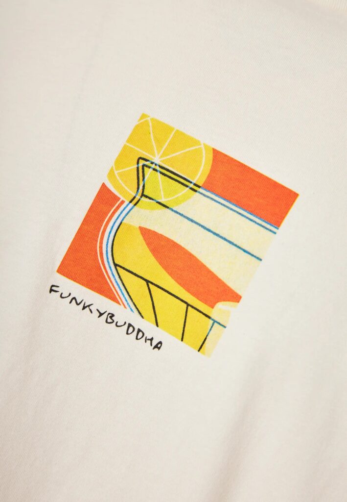 FUNKY BUDDHA ΑΝΔΡΙΚΉ ΜΠΛΟΎΖΑ ΚΟΝΤΌ ΜΑΝΊΚΙ ΜΕ ΤΎΠΩΜΑ | OFF WHITE