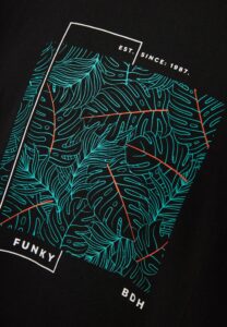 FUNKY BUDDHA ΑΝΔΡΙΚΉ ΜΠΛΟΎΖΑ ΚΟΝΤΌ ΜΑΝΊΚΙ ΜΕ ΤΎΠΩΜΑ | BLACK