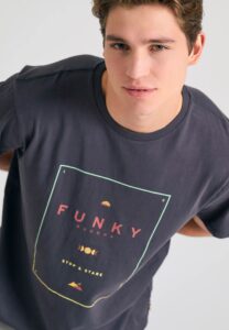 FUNKY BUDDHA ΑΝΔΡΙΚΉ ΜΠΛΟΎΖΑ ΚΟΝΤΌ ΜΑΝΊΚΙ ΜΕ ΤΎΠΩΜΑ | ANTHRACITE
