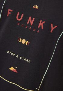 FUNKY BUDDHA ΑΝΔΡΙΚΉ ΜΠΛΟΎΖΑ ΚΟΝΤΌ ΜΑΝΊΚΙ ΜΕ ΤΎΠΩΜΑ | ANTHRACITE
