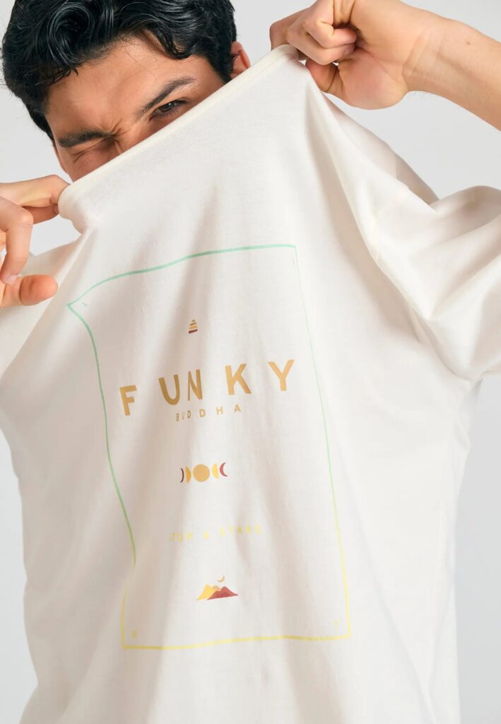 FUNKY BUDDHA ΑΝΔΡΙΚΉ ΜΠΛΟΎΖΑ ΚΟΝΤΌ ΜΑΝΊΚΙ ΜΕ ΤΎΠΩΜΑ | OFF WHITE