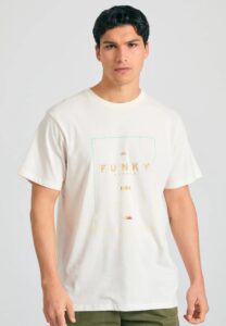 FUNKY BUDDHA ΑΝΔΡΙΚΉ ΜΠΛΟΎΖΑ ΚΟΝΤΌ ΜΑΝΊΚΙ ΜΕ ΤΎΠΩΜΑ | OFF WHITE