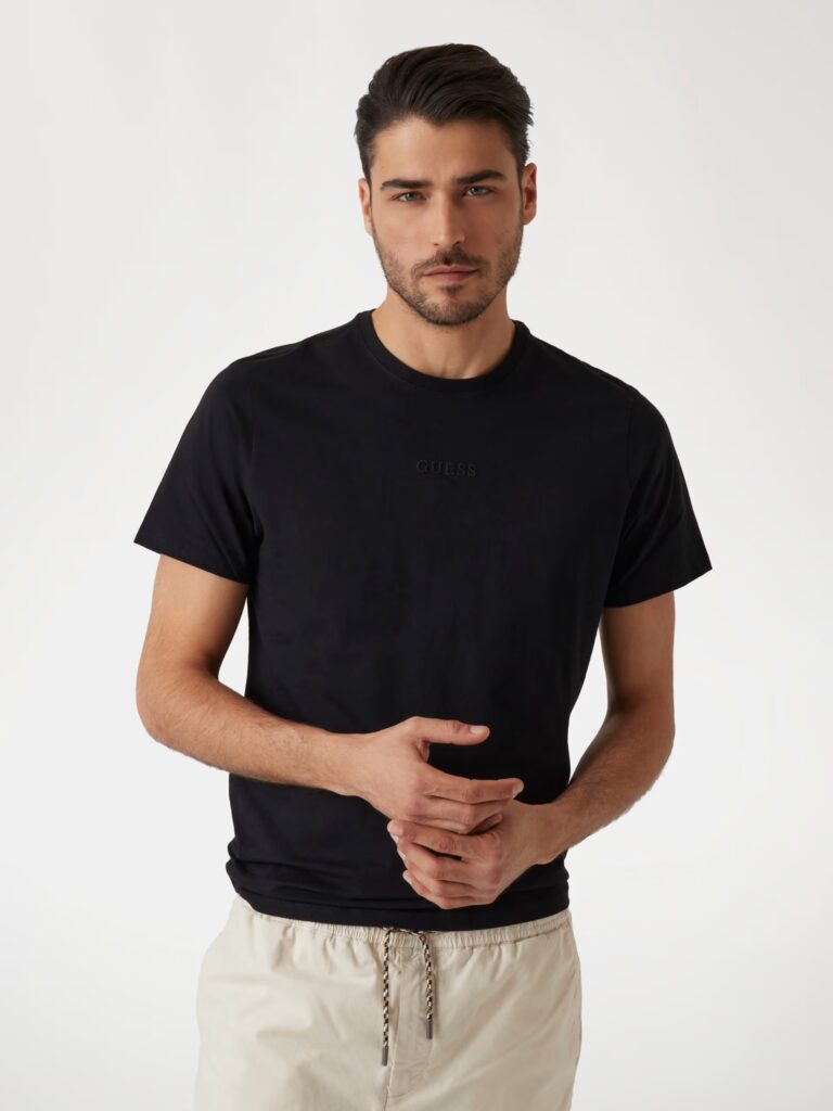 GUESS SS GUESS EMB PIMA CREW ΜΠΛΟΥΖΑ ΑΝΔΡΙΚΟ | BLACK