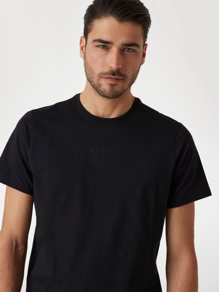 GUESS SS GUESS EMB PIMA CREW ΜΠΛΟΥΖΑ ΑΝΔΡΙΚΟ | BLACK