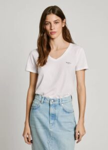 PEPE JEANS DROP 2 MACY V-NECK ΜΠΛΟΥΖΑ ΓΥΝΑΙΚΕΙΟ | WHITE