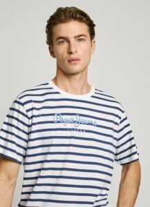 PEPE JEANS DROP 2 STRIPED EGGO ΜΠΛΟΥΖΑ ΑΝΔΡΙΚΟ | WHITE