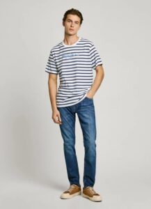 PEPE JEANS DROP 2 STRIPED EGGO ΜΠΛΟΥΖΑ ΑΝΔΡΙΚΟ | WHITE