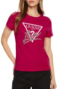 GUESS SS CN TRIANGLE LOVE TEE W5RI10I3Z14 | FUCHSIA