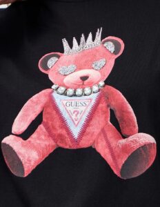 GUESS SS PINK BEAR NEW CREW TEE W5RI30K9RM1 | BLACK