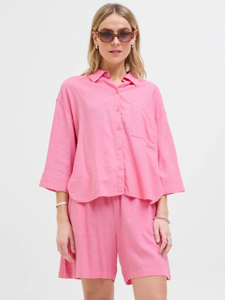 JJXX JXBREEZE SUMMER KIMONO 3/4 SHIRT WVN | PINK