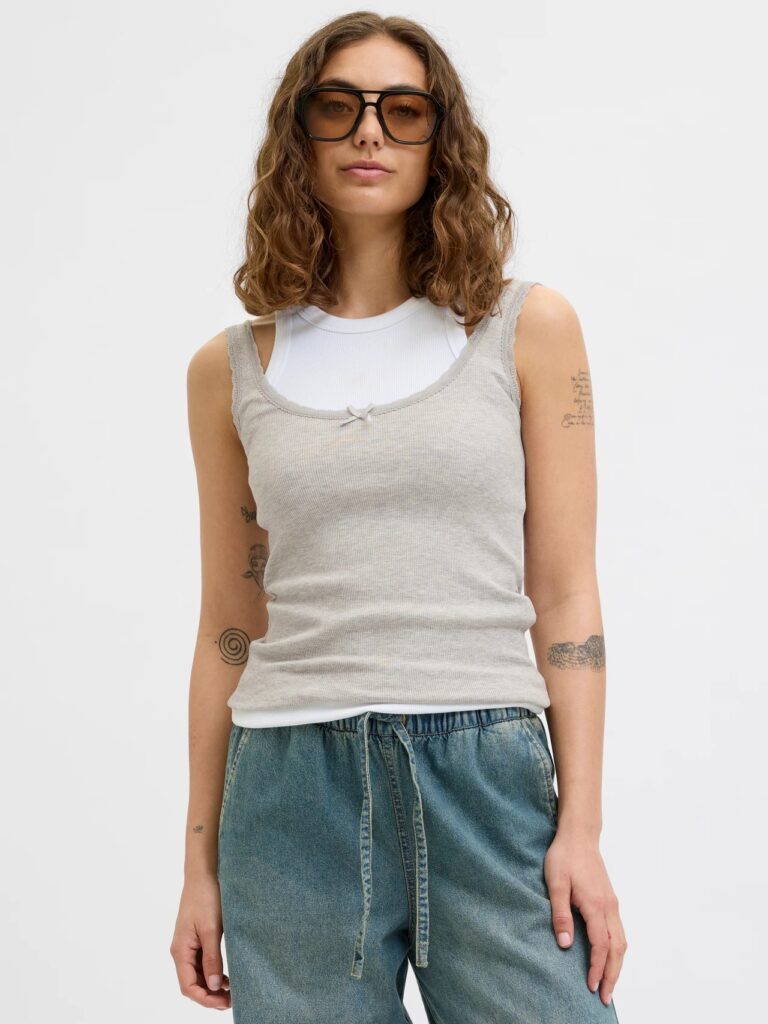 JJXX JXFAME STR LACE TOP JRS | GREY