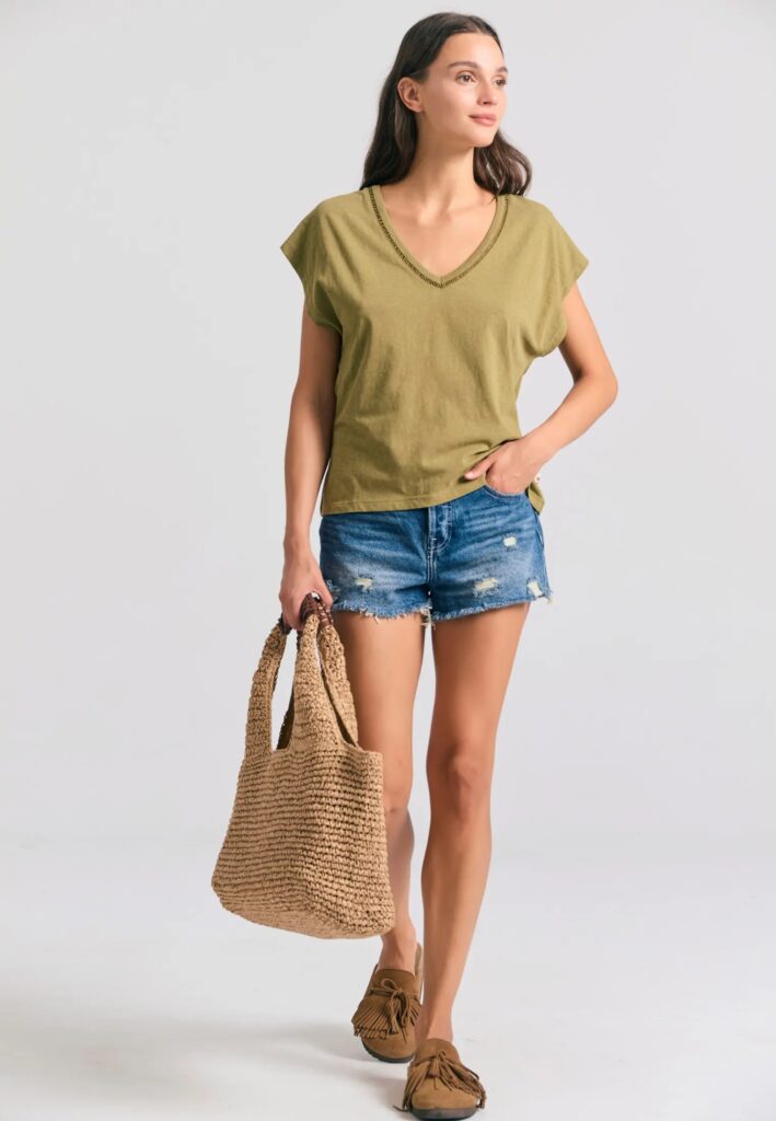 FUNKY BUDDHA ΓΥΝΑΙΚΕΊΑ ΜΠΛΟΎΖΑ ΚΟΝΤΌ ΜΑΝΊΚΙ BASIC | OLIVE