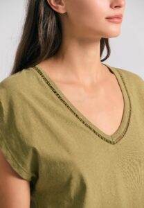 FUNKY BUDDHA ΓΥΝΑΙΚΕΊΑ ΜΠΛΟΎΖΑ ΚΟΝΤΌ ΜΑΝΊΚΙ BASIC | OLIVE