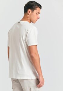 FUNKY BUDDHA ΑΝΔΡΙΚΉ ΜΠΛΟΎΖΑ ΚΟΝΤΌ ΜΑΝΊΚΙ ΜΕ ΤΎΠΩΜΑ | OFF WHITE