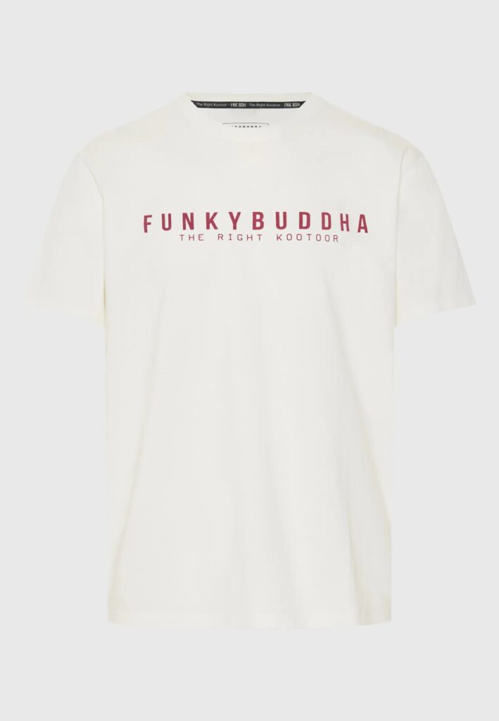 FUNKY BUDDHA ΑΝΔΡΙΚΉ ΜΠΛΟΎΖΑ ΚΟΝΤΌ ΜΑΝΊΚΙ ΜΕ ΤΎΠΩΜΑ | OFF WHITE