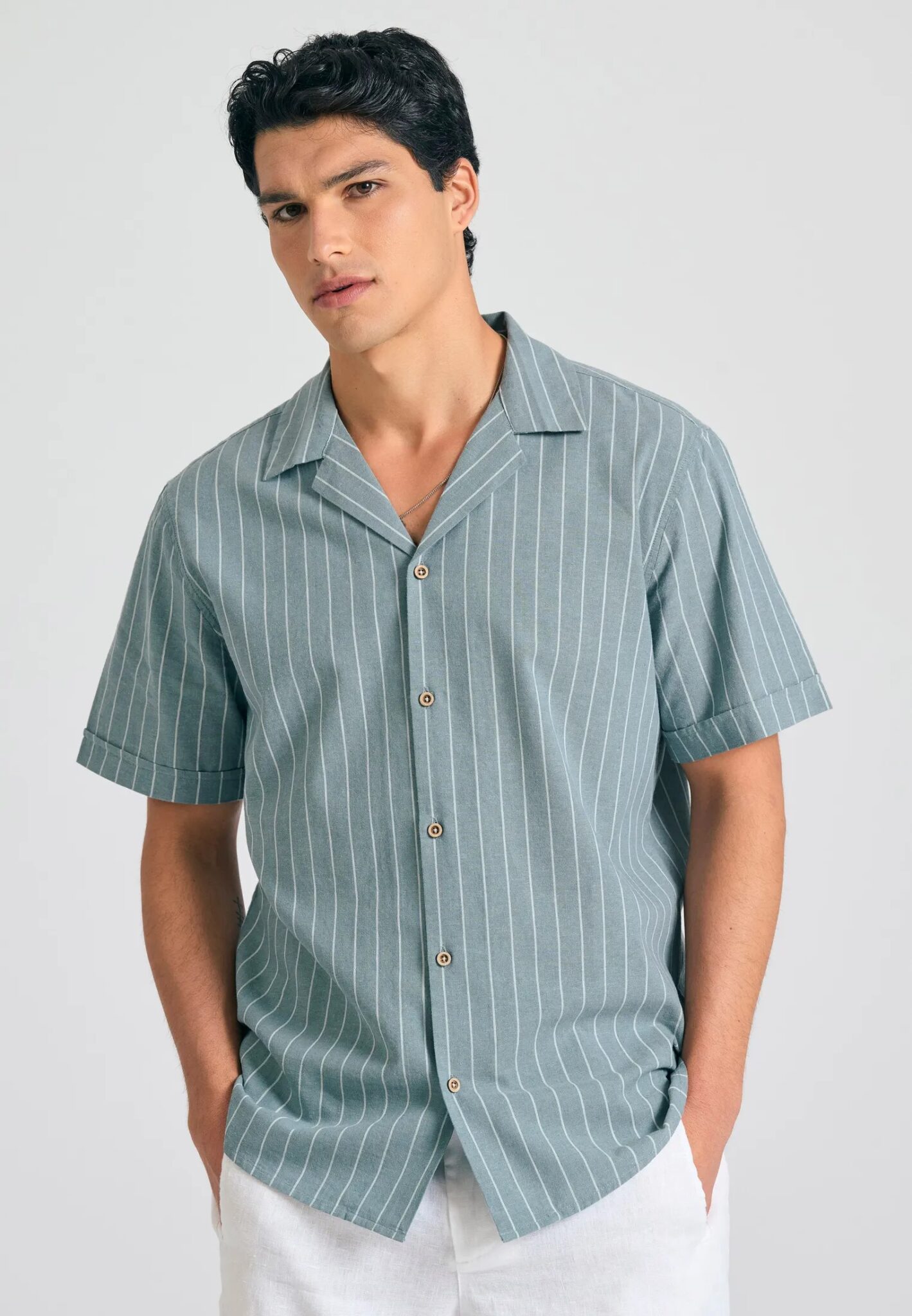 SUPERDRY STUD MERCHANT SS TEXTURED SHIRT ΑΝΔΡΙΚΟ | OFF WHITE