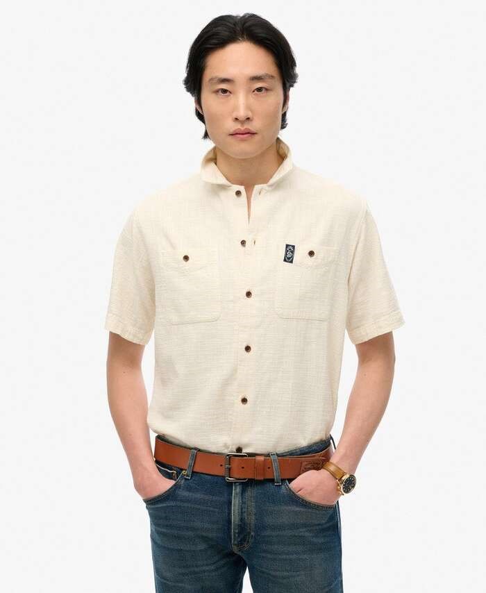 SUPERDRY STUD MERCHANT SS TEXTURED SHIRT ΑΝΔΡΙΚΟ | OFF WHITE
