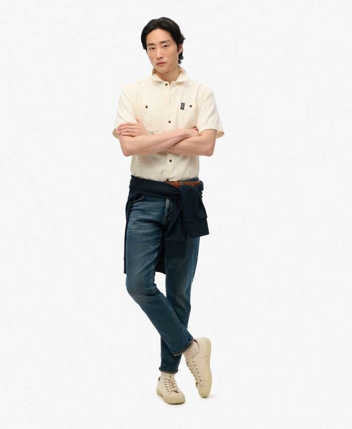 SUPERDRY STUD MERCHANT SS TEXTURED SHIRT ΑΝΔΡΙΚΟ | OFF WHITE
